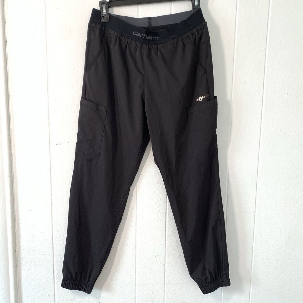 Carhartt Womens Small Force Joggers Pants Pull On Athletic Black Cargo Pockets
